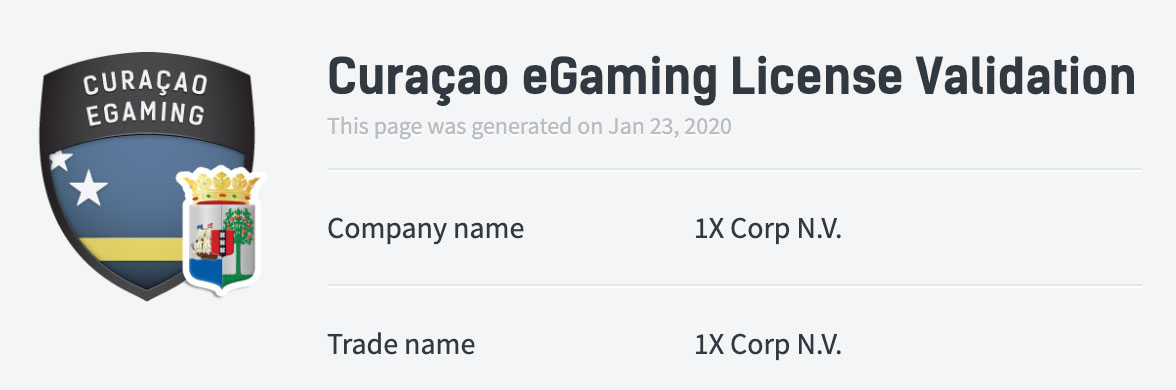 1xBet licence